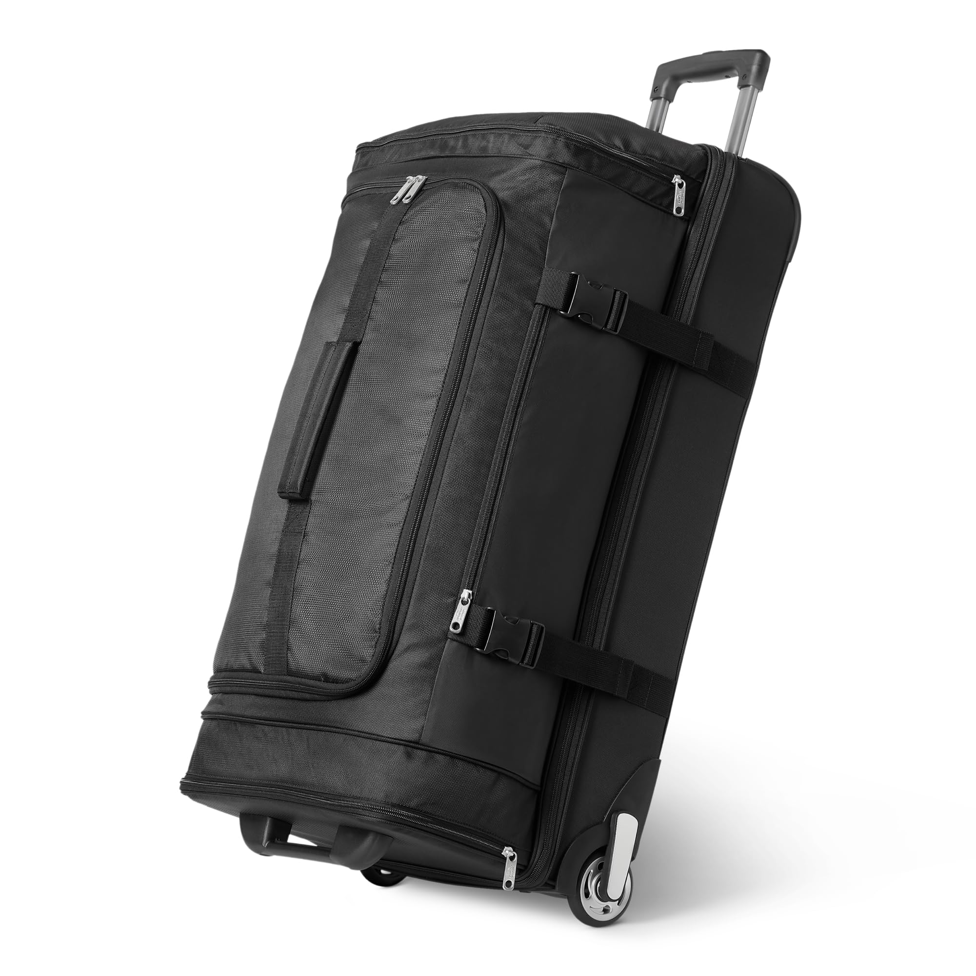 Amazon Essentials Lightweighted carry-on duffel with wet pocket and shoe compartment, black, carry-on bag