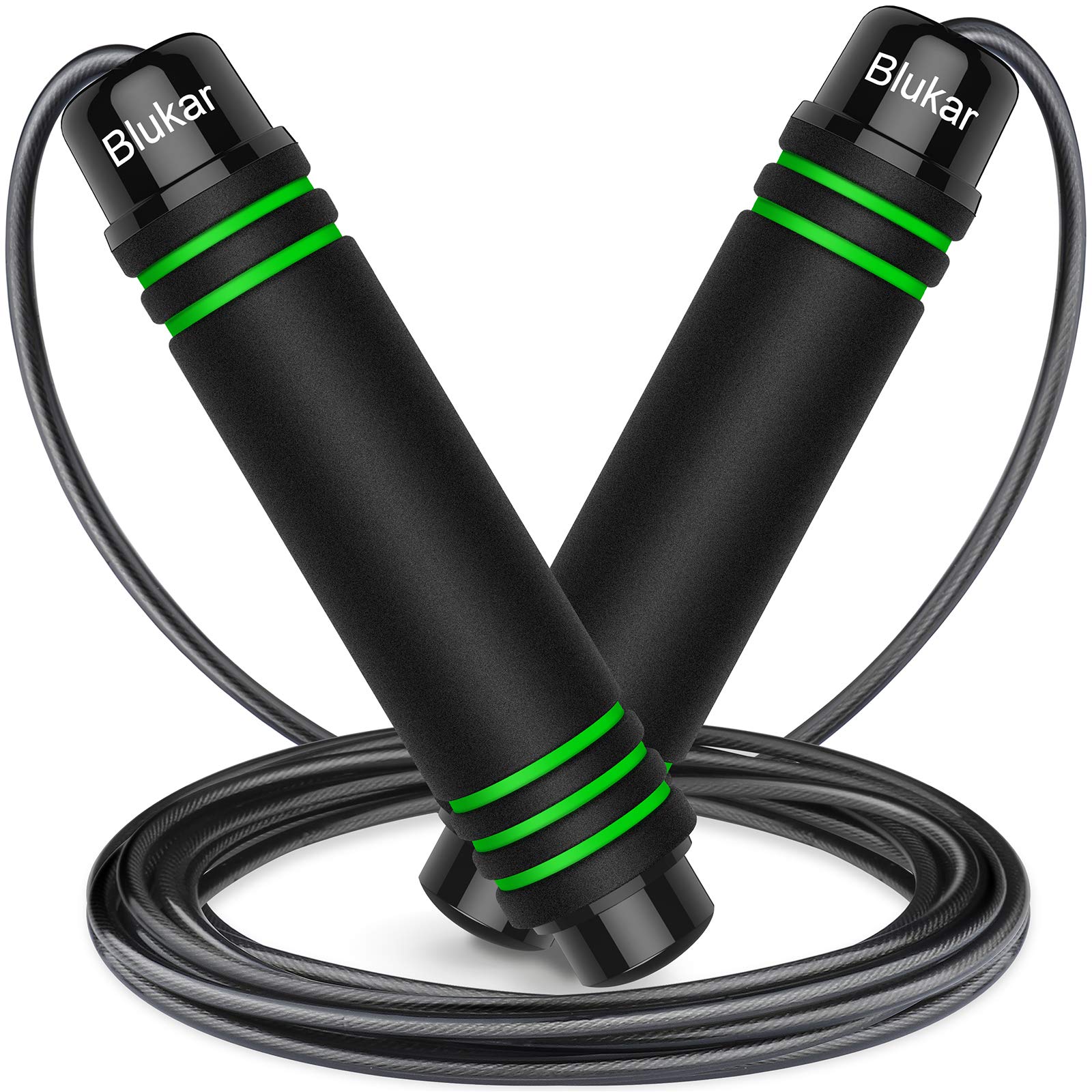 Blukar Skipping Rope with Skin-Friendly Foam Handles, Speed Rope, Adjustable Length, Non-Slip and Ideal for Fitness and Endurance Training, Suitable for Children and Adults