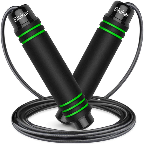 Blukar Skipping Rope with Skin-Friendly Foam Handles, Speed Rope, Adjustable Length, Non-Slip and Ideal for Fitness and Endurance Training, Suitable for Children and Adults
